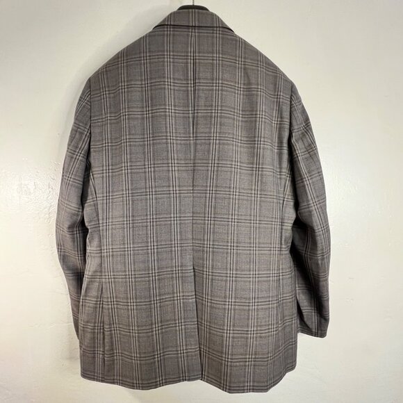 Joseph & Feiss Gold Mens Plaid Blazer Classic Fit 44R Wool Blend Gray Career - Picture 3 of 16